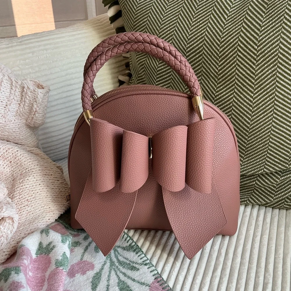 BEA BRAIDED BOW VEGAN TOP HANDLE HANDBAG - Picture 9 of 11
